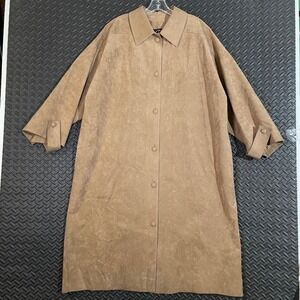 Vintage Jessica Gray Ultra‎ Suede Brown 1/4 Sleeve Trench Coat Women's Size 2XL